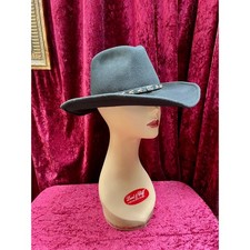 Vintage Wool Felt Cowboy Hat Black Wide Brim Western Cowboy Renegade Headwear M