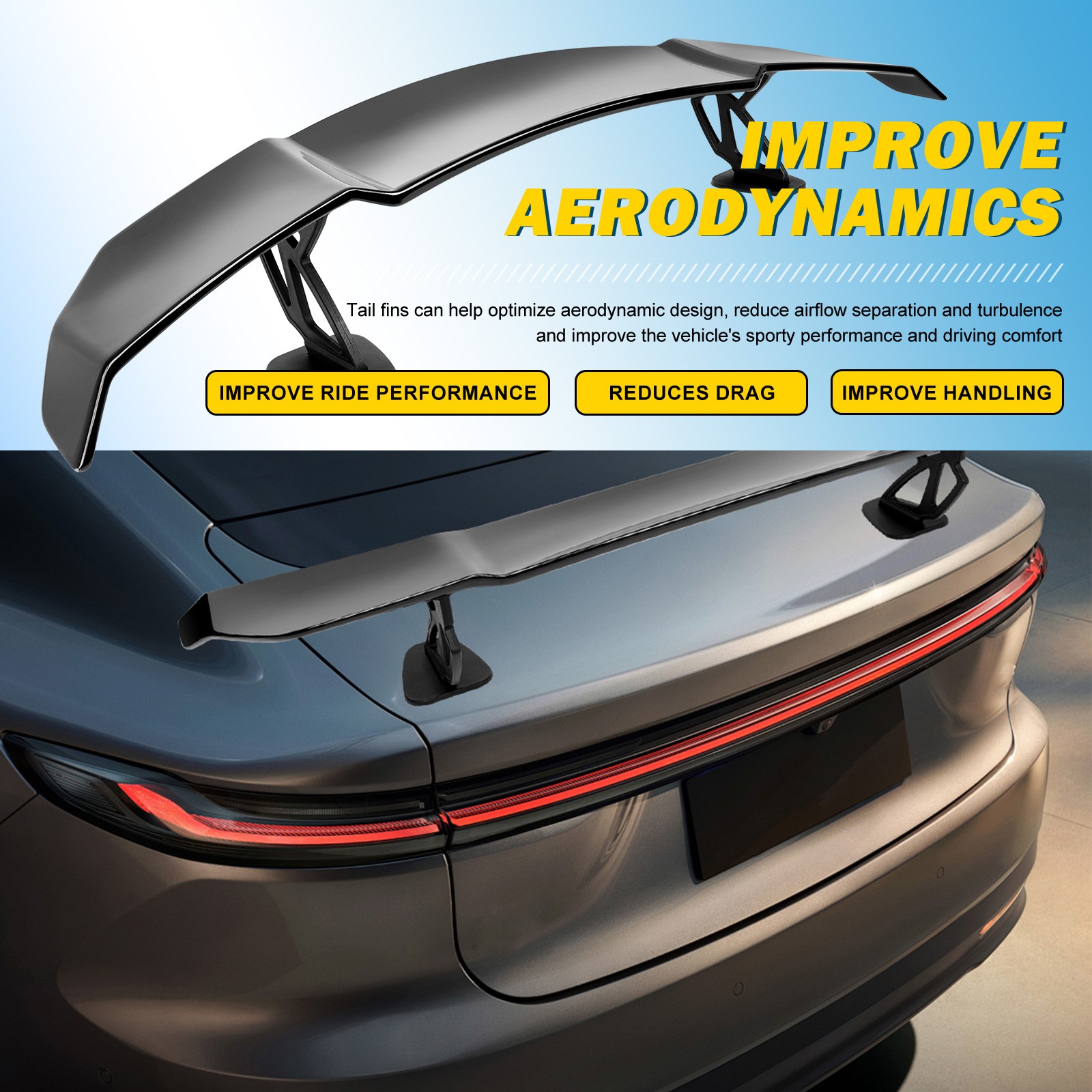 Gloss Black 55" Rear Trunk Spoiler Wing Racing ABS Plastic For Audi R8 Coupe