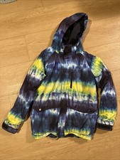 Burton Phase Big Boys Dryride Hooded Vented Snowboard Jacket Tie Dye Large 14/16