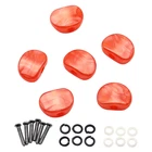 6Pcs Plastic Electric Guitar Tuning Pegs Buttons Red Pearl Small Semicircle Type