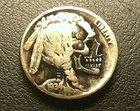 hobo hand carved hobo coin keepsake skull buffalo nickel