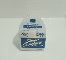 NIB Vintage 1997 Leggs Sheer Comfort Pantyhose Queen Soft Black Enhanced Toe