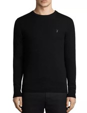 Allsaints Mode Merino Wool Black Crewneck Ramskull Sweater Size XXL