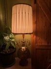 Rare 1970s MCM EF&EF Industries Waterfall Amber 3 Way Table Lamps-org. Shades- — photo 5