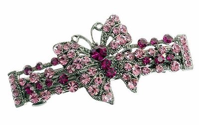 Debenham Chic Amethyst Lilac Butterfly Hair Slide Barrette W/ Swarovski Crystals