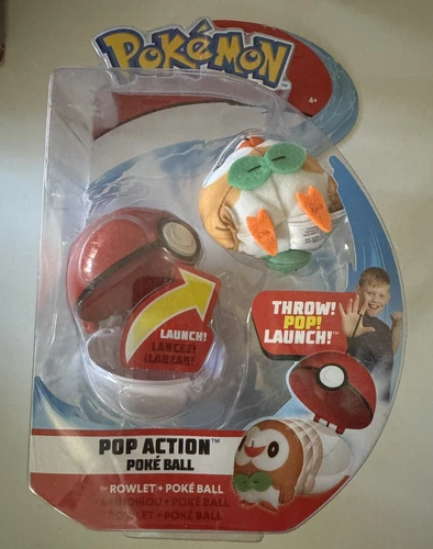 Pokemon Pop Action Poké Ball Launcher, Comes with Launching Rowlet Mini-Plush...