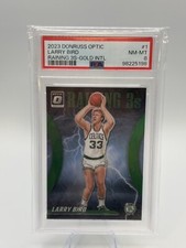 2023 Donruss Optic # 1 Raining 3s Green Larry Bird /5 PSA 8