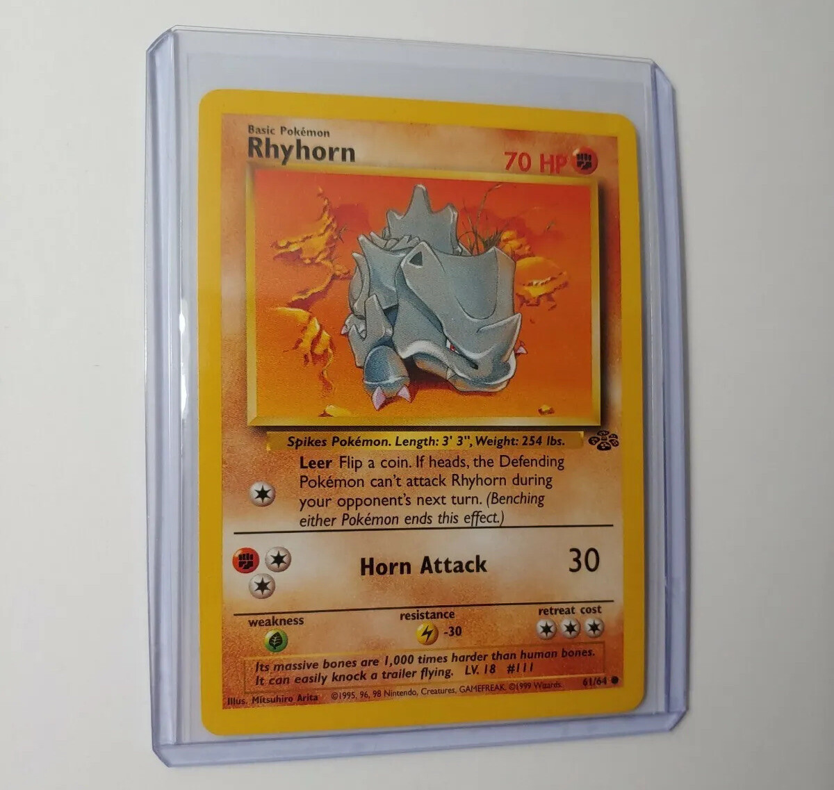 Rhyhorn 61/64 WOTC Unlimited Pokémon Card Jungle Set LP-NM