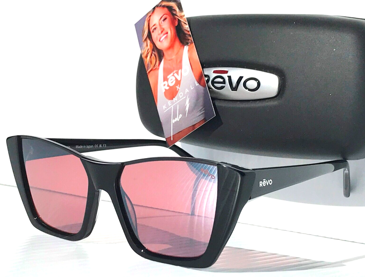 NEW REVO KENDALL 2 Shiny Black POLARIZED Drive Rose Lens Sunglass