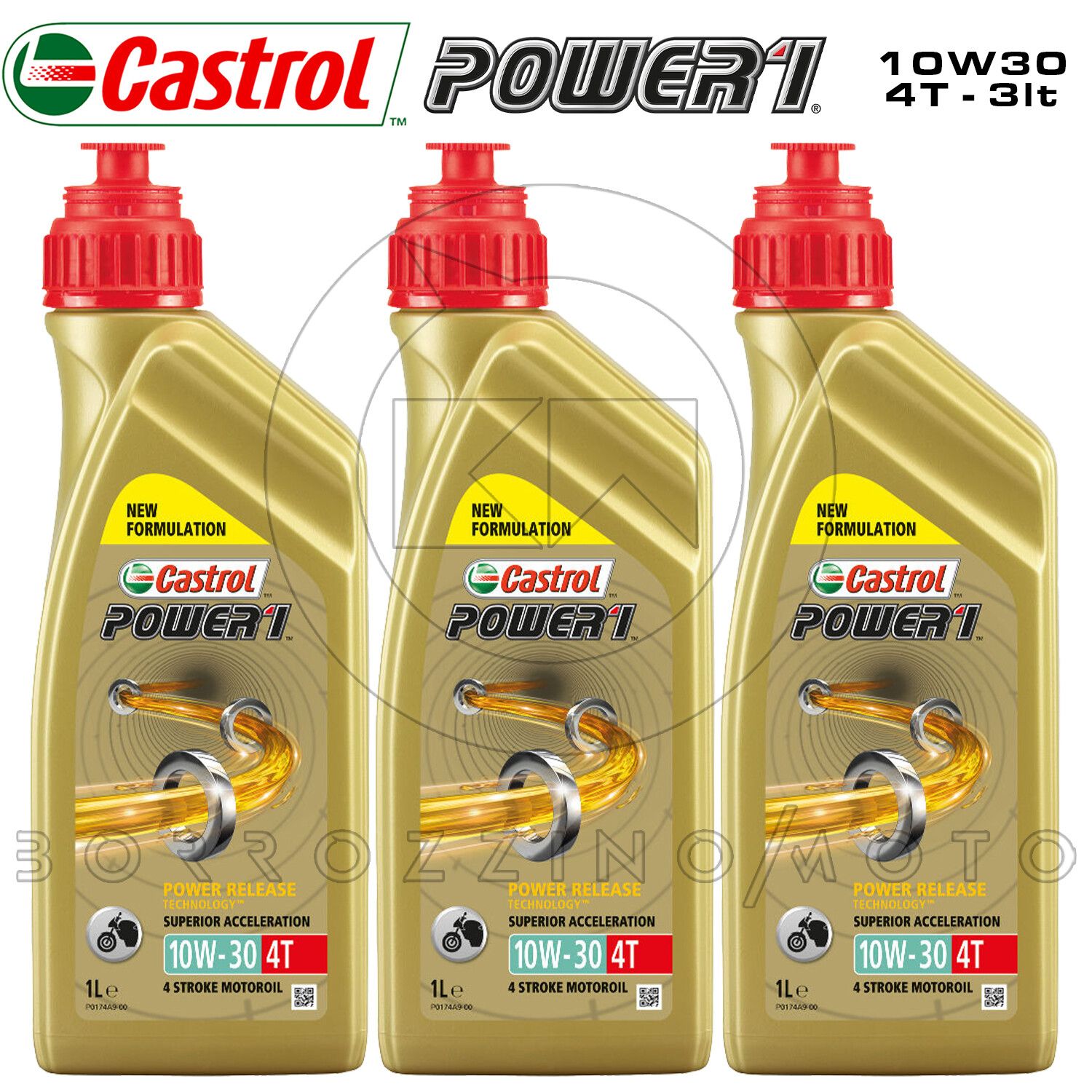 3 LT DI OLIO MOTORE CASTROL POWER 1 GPS 10W30 SINTETICO TRIZONE MOTO HONDA 4T
