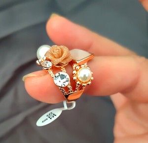 Hypoallergenic Gold Plated Pearls Gemstone Statement Cocktail Fashion Ring 8