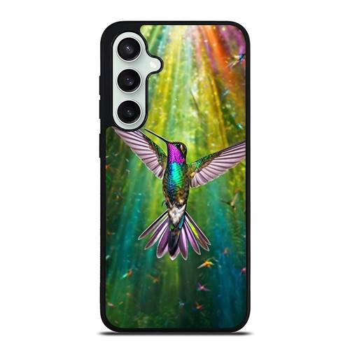 For Samsung A15 A16 S23 S24 S25 Ultra FE Hard Black Case Hummingbird Rainbow art - 第 16/25 張圖片