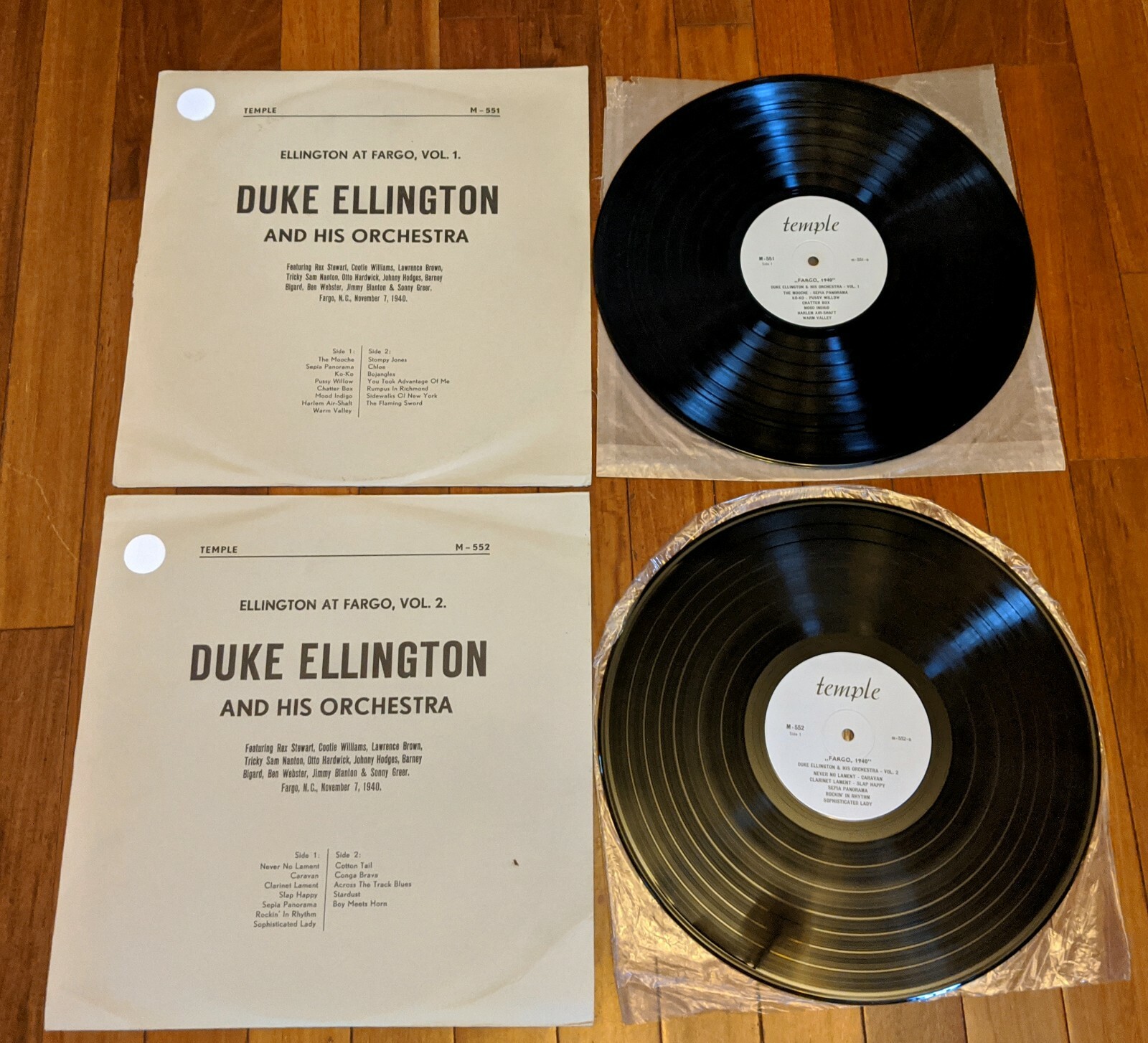  Duke Ellington At Fargo Volumes 1 & 2 --Two LP'S --Temple records .ultra rare !