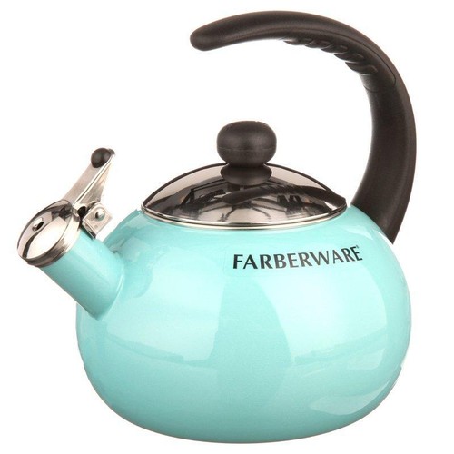 2.5 Qt Enamel Tea Kettle W/ Cool-Grip Handle Whistle Induction Compatible W/ Lid - Foto 4 di 6
