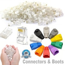 RJ45 Connectors & Boots - Cat5e Cat6 Network LAN Ethernet Patch Cable Plug Lot