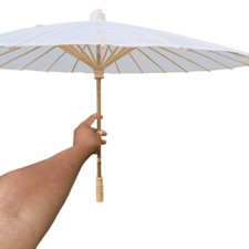 Handmade Vintage White Paper Umbrella with Bamboo Frame  22"