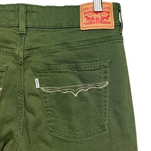 Levi's 726 Flare Green Stretch Pants Size 33 High Rise Wide Leg Jeans - Picture 4 of 6