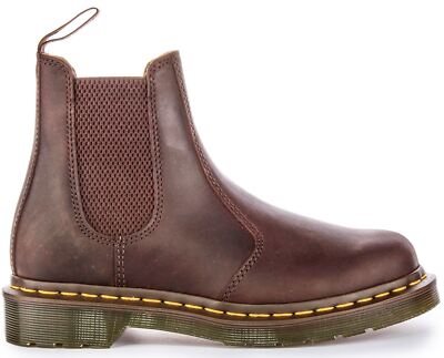 Dr Martens 2976 Yellow Stitch Crazy Horse Leather Unisex Boots