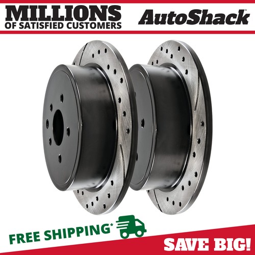 Rear Drilled Slotted Brake Rotors Black Pair 2 for Lexus SC430 GS300