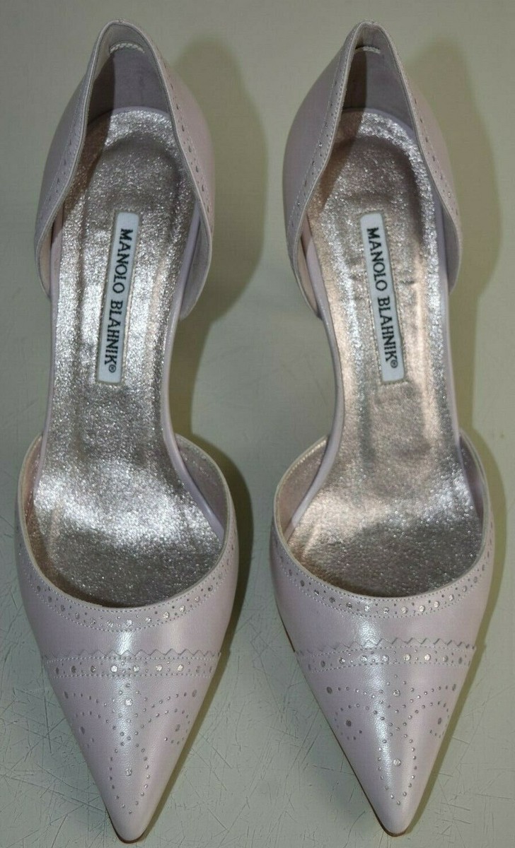 Escarpins Manolo Blahnik PETUNIA/PETUNIADO Dorsay BB - Lilas Perforé - Taille 39.5 - Neuf Avec Boîte