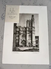 Vintage Etching Lithograph Samuel Chamberlain Cathedral St. Etienne Sens France