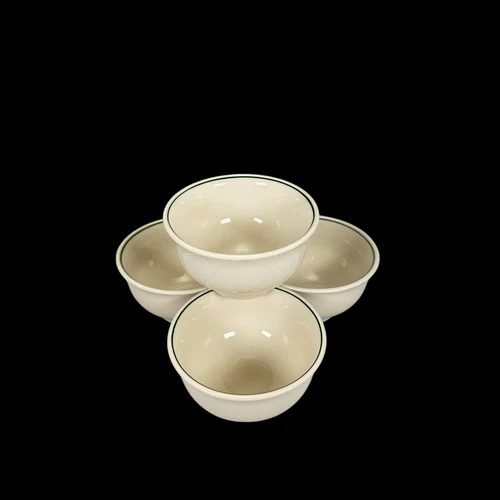 HLC Homer Laughlin Custard Bowls Restaurant Ware Green Stripe USA Set of 4