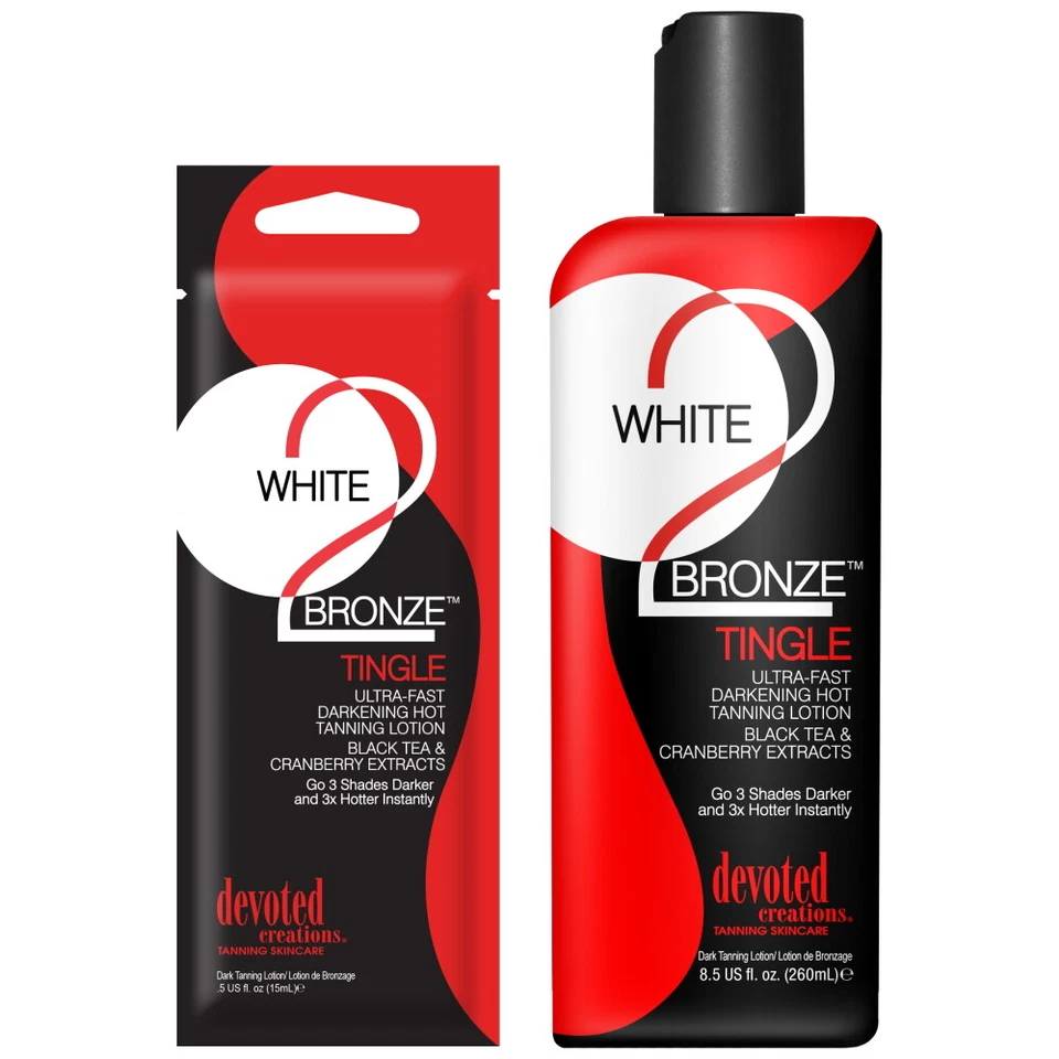 Devoted Creations White 2 Bronze Tingle sunbed tanning lotion bottle or sachet