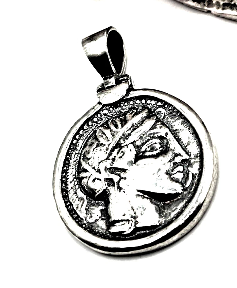 Moeda grega antiga Athena coruja tetradracma prata esterlina 925 pingente - Imagem 4 de 4