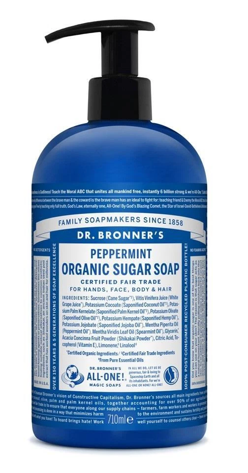 Dr Bronner Organic Peppermint Sugar Soap - 710ml