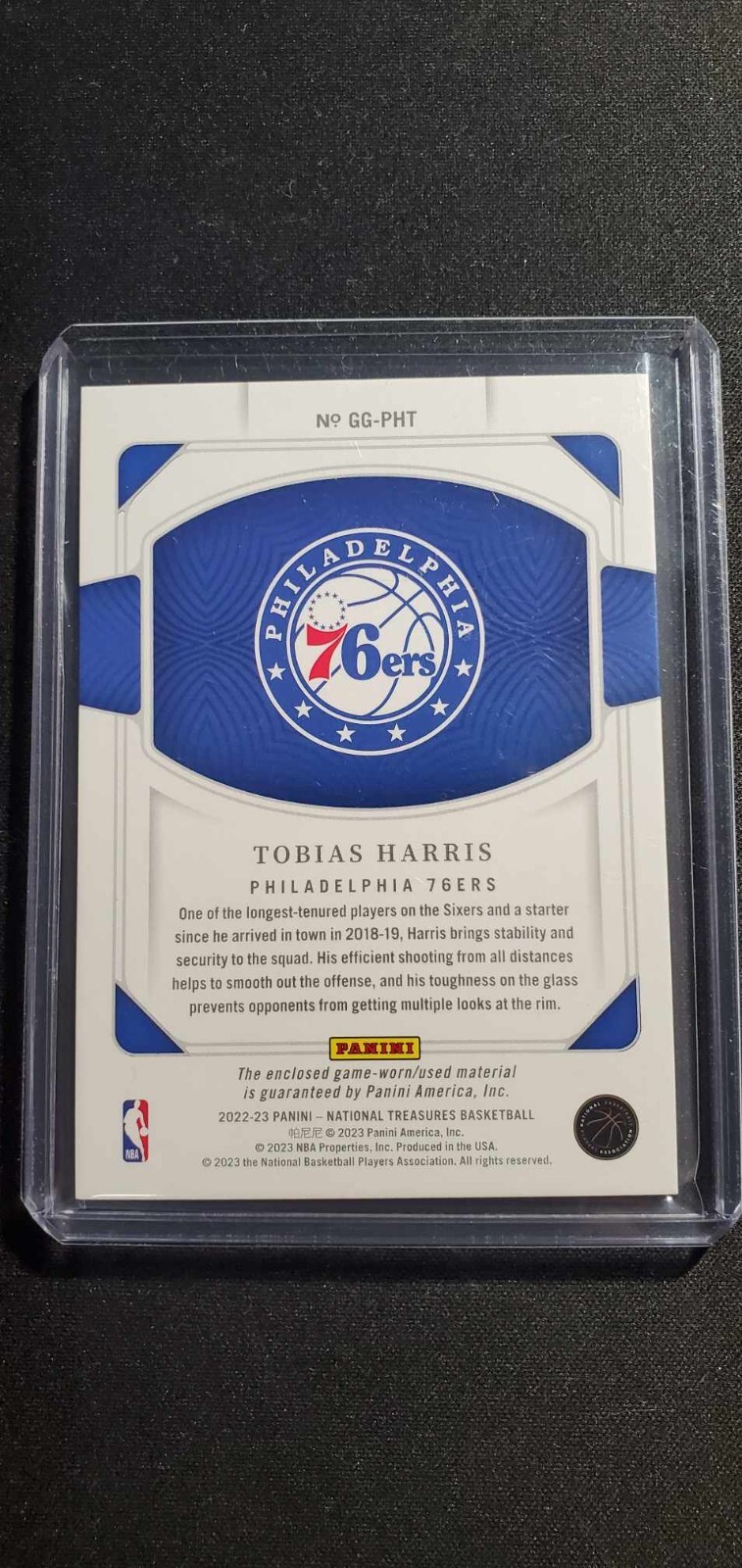 202223 National Treasures Basketball Game Gear Tobias Harris Used Gold
