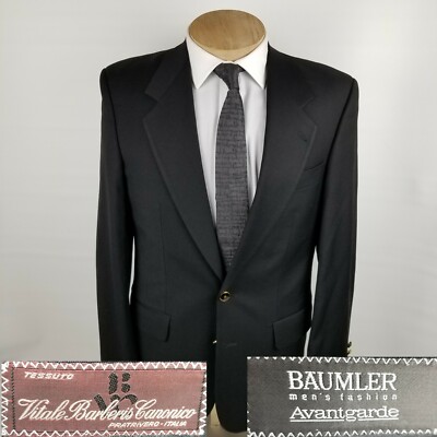 Baumler Avantgarde Mens Blazer 40R Vitale Barberis Canonico Wool Black Jacket