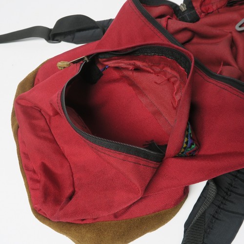 Vintage 1994 Jansport Leather Bottom Tribal Stripe Red Backpack 90s USA - Bild 8 von 11