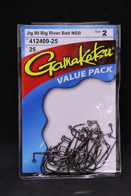 Gamakatsu 412409-25 Jig 90 Big River Size 2 NS Black 25 per Pack