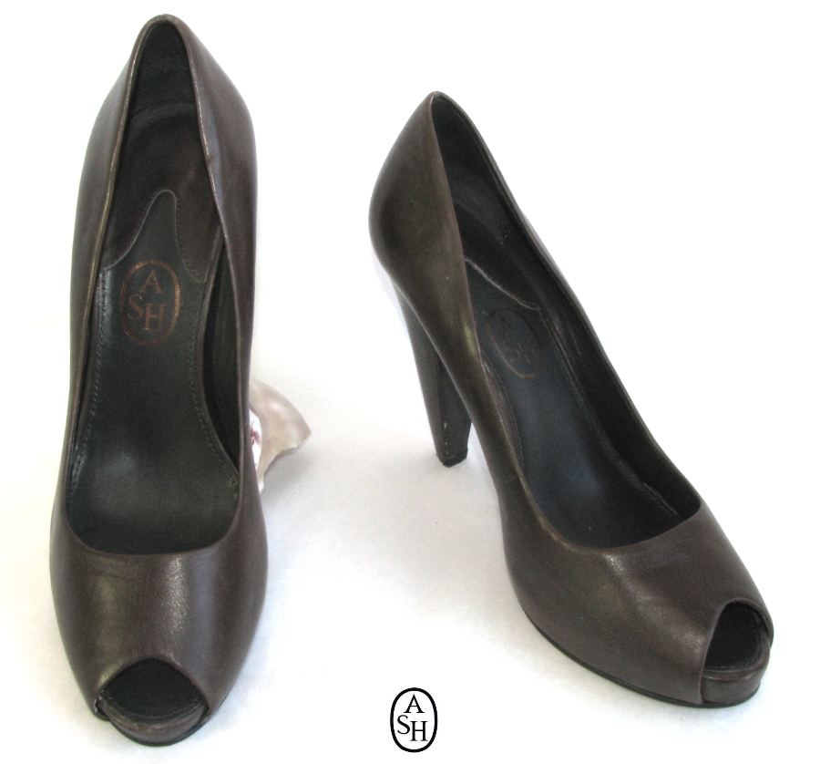 Brown Leather Ash High Heels 11cm Platform Open Toe Size 39 Excellent Condition