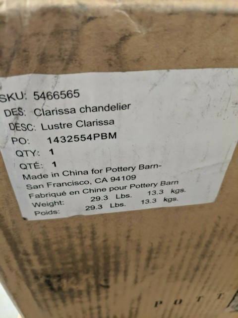 Nib Pottery Barn Clarissa Crystal Drop Small Round Chandelier 13