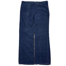 Vintage 70s Corduroy Pants 38x31 Navy Blue Retro Straight Leg Scovill USA