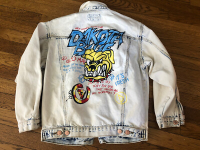 Dakota Blue Vintage JeanJacket White Wash Bleached SizeM Hand