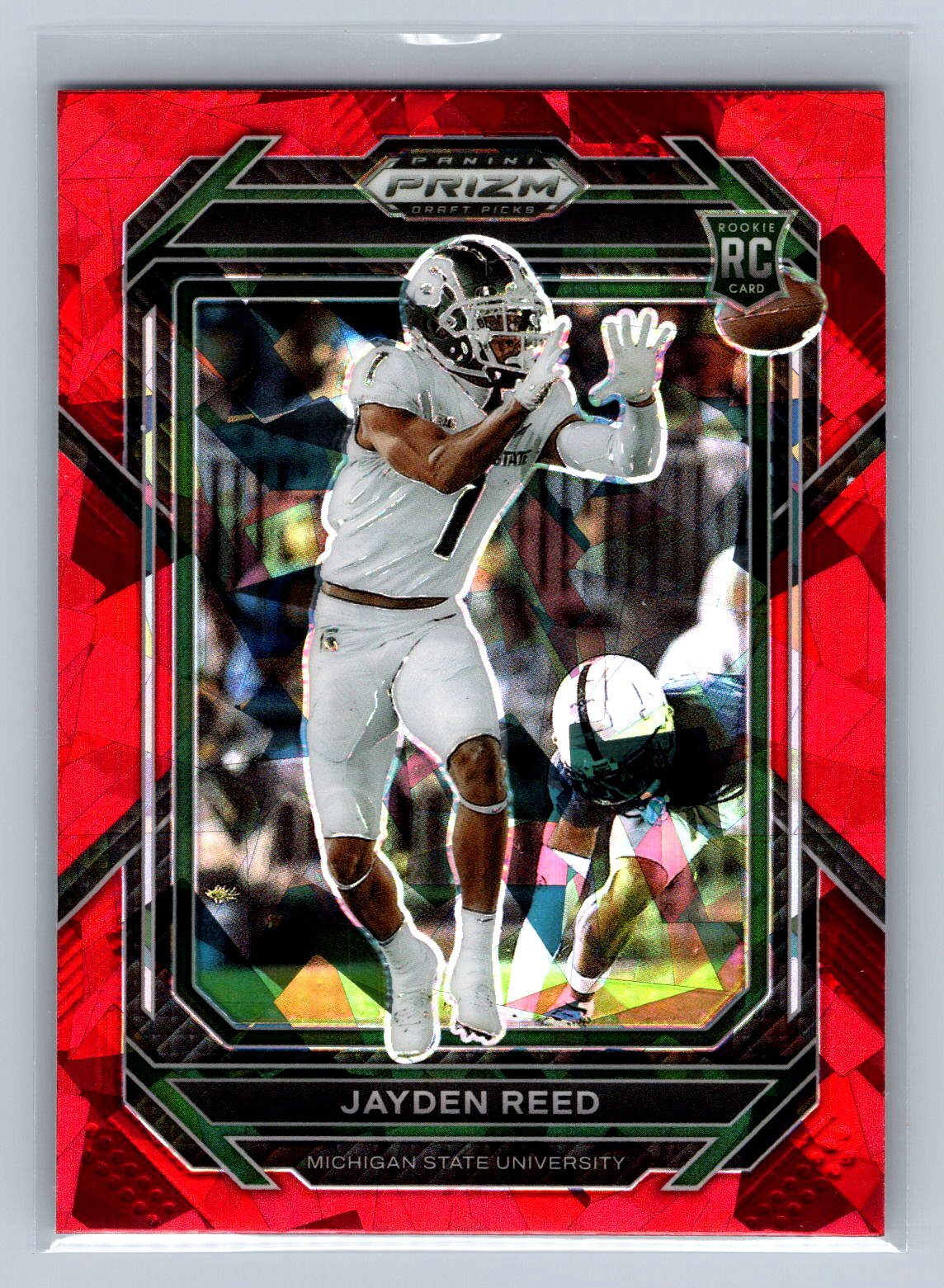 2023 Panini Prizm Draft Picks Jayden Reed Prizms Red Ice #145 Michigan State