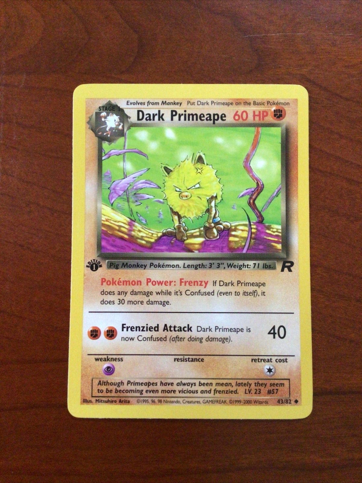 Dark Primeape 43/82 1st Edition NM Near Mint Team Rocket Non Holo Unused
