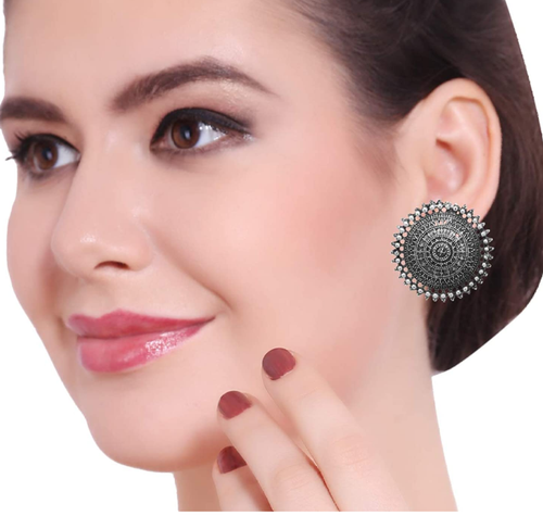 Boucles D'oreille Bollywood Orientales Argent - Crochets En Argent 925 - Artisanat Indien Nasik