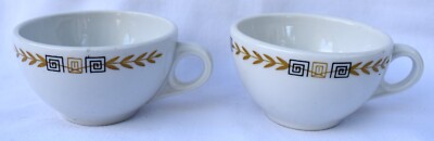Shenango China - ESQUIRE - GREEK KEY - Set of 2 - COFFEE CUPS
