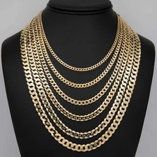 Curb Link Chain 14K Yellow Gold-Plated Sterling Silver 925 All Sizes