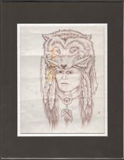 Original Hand-Drawn Tattoo Prison Art Wolfe 2000 Outsider Art st