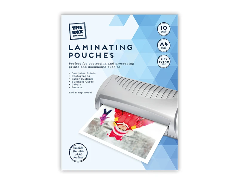 Laminating Pouches - A4 Size 10 Pack Protect & Preserve Documents Sleeves Clear