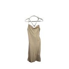 Express Slip Dress Crisscross Back Sleeveless Midi Dress Party Beige Size S