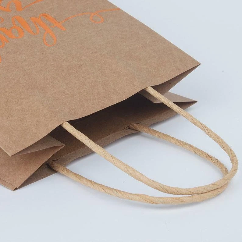 60x Bolsa de regalo de agradecimiento de papel kraft bolsa de regalo de boda bolsa de negocios Foto 4 de 4