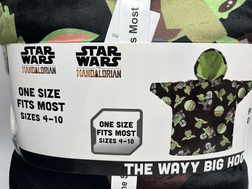 Kids One Size Fits 4-10 Star Wars Baby Yoda Oversized Hooded Blanket Big Hoodie - Picture 2 of 6