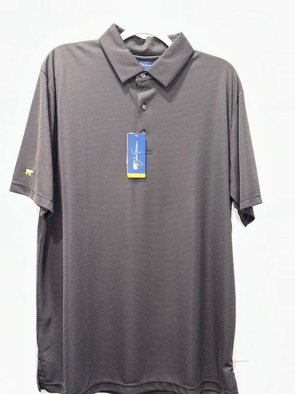 NWT, Jack Nicklaus Men's Caviar Mini Jacquard Polo-CAVIAR BLACK-LARGE