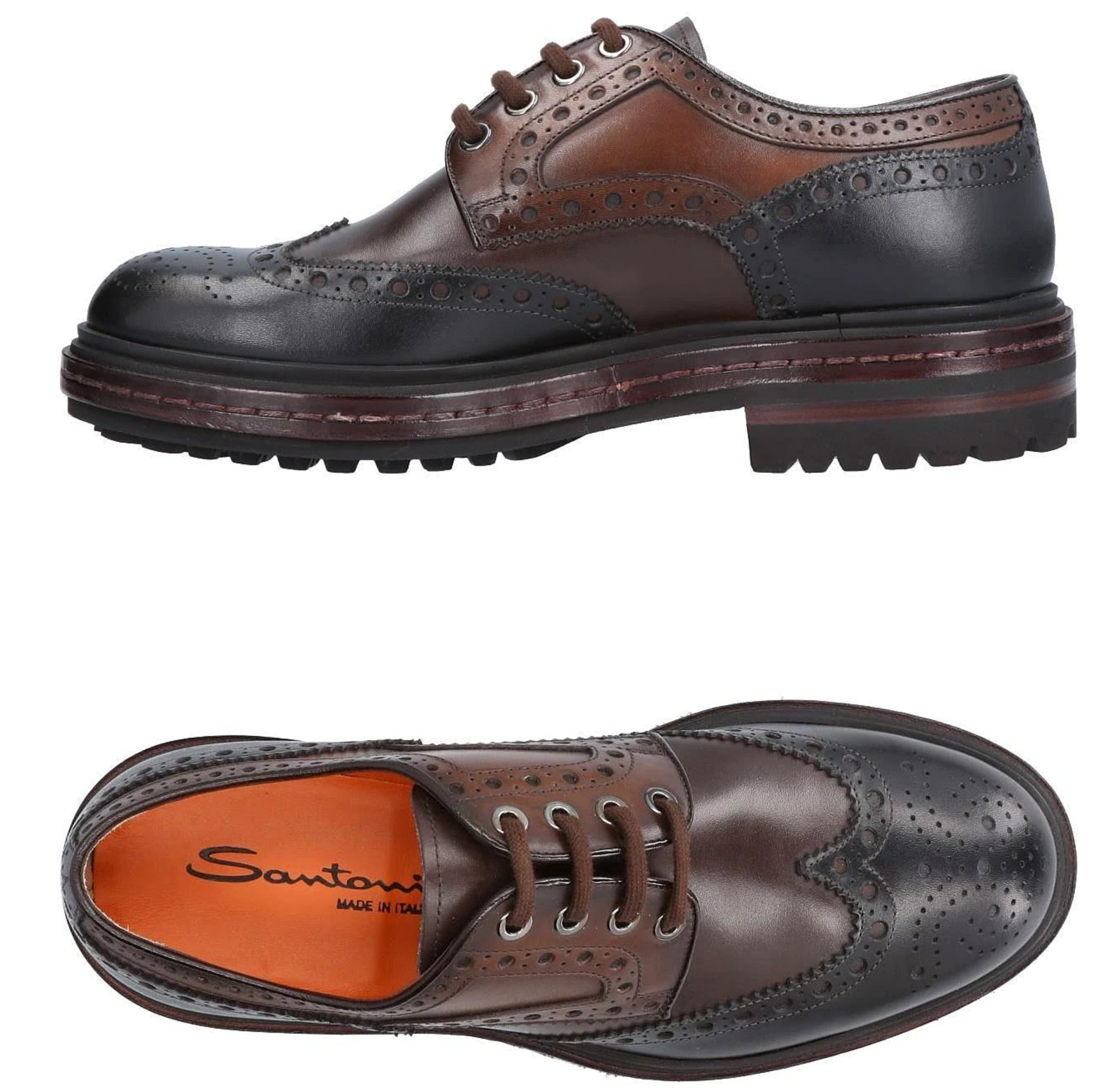 Santoni Leather Lace-Up Shoes Boots Moccasins Half Shoe New 44