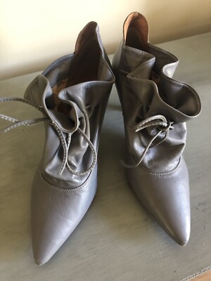 Corso Como Ankle Booties Heels Stiletto Grey Leather Pumps Heels Size 8M
